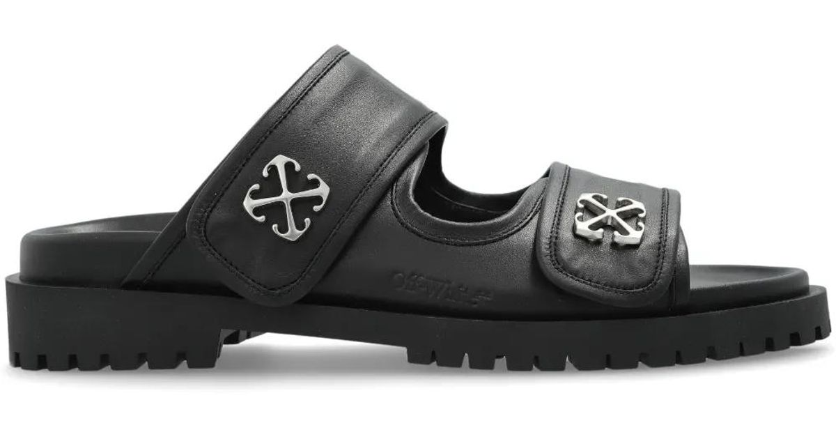 Off-White c/o Virgil Abloh Logo-Detail Slides in Black for 