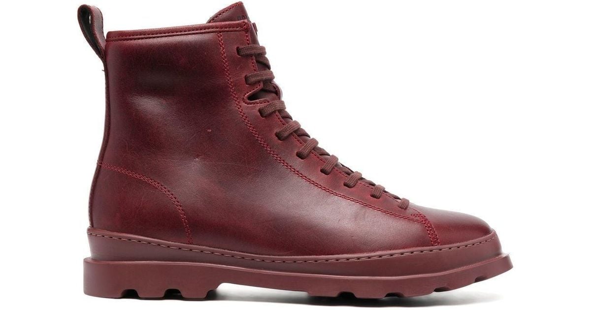 Camper Leather Ankle Lace-up Fastening Boots in Red for Men | Lyst