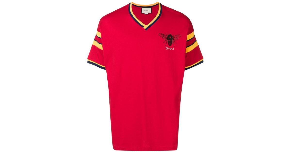 Gucci Cotton Bee Print T-shirt in Red 