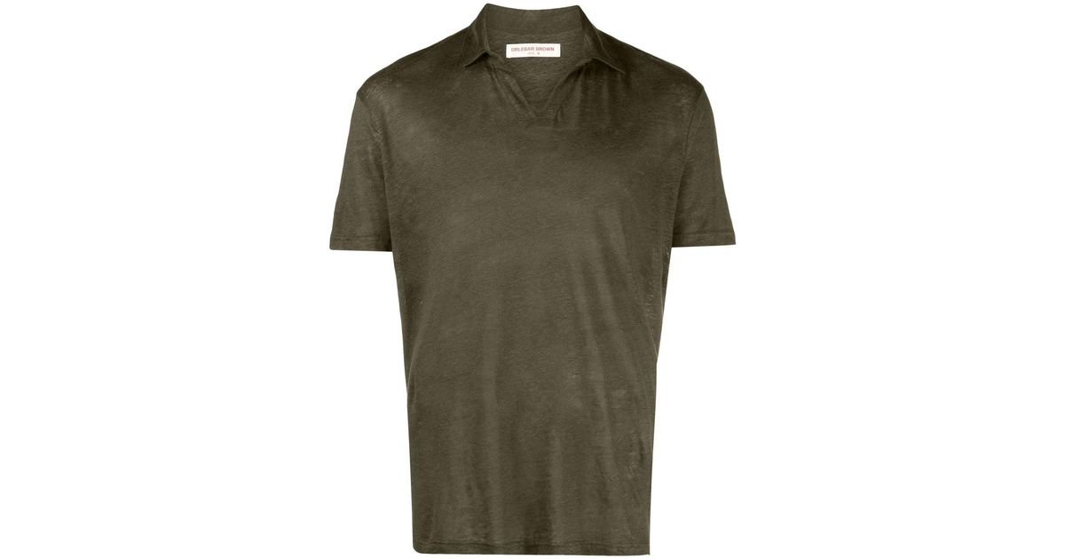 Orlebar Brown Plain Linen Polo Shirt in Green for Men | Lyst