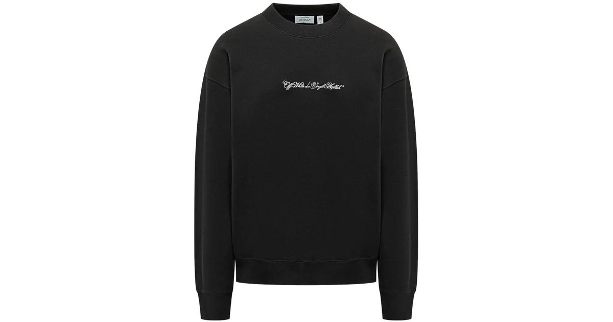 Off-White c/o Virgil Abloh Script Arrow Crewneck in Black for Men | Lyst UK