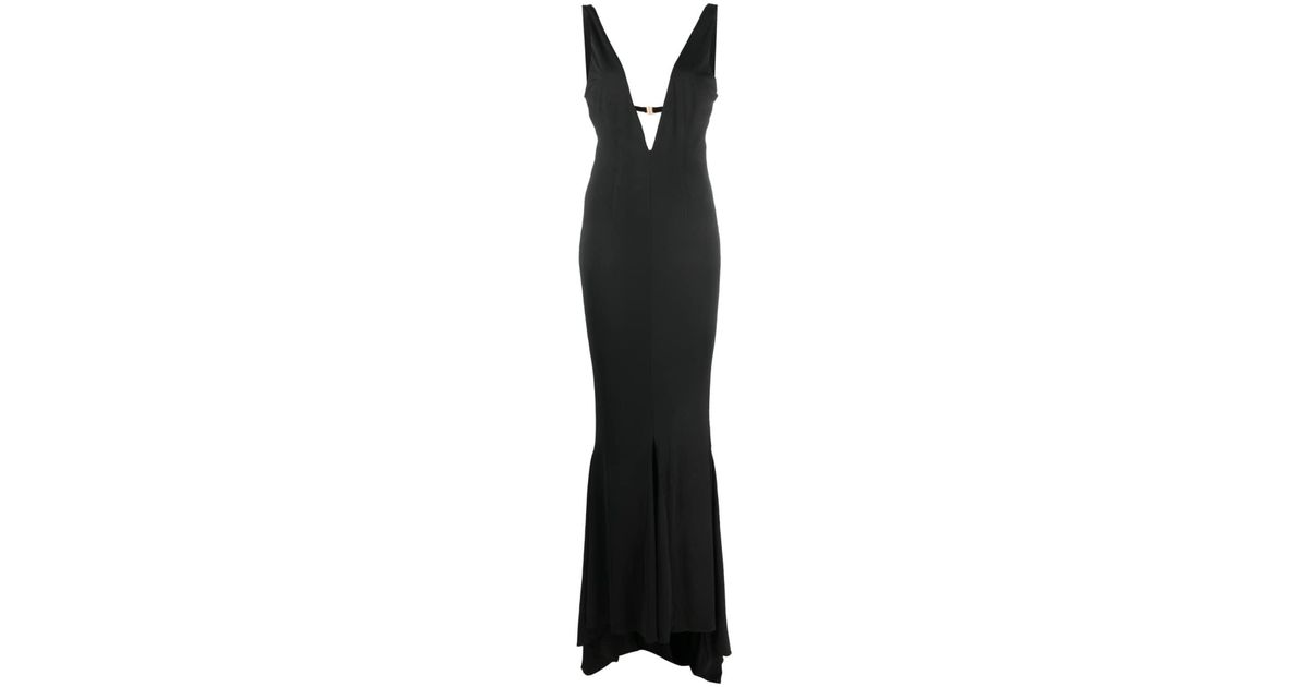 retroféte Khloe V-neck Gown in Black | Lyst
