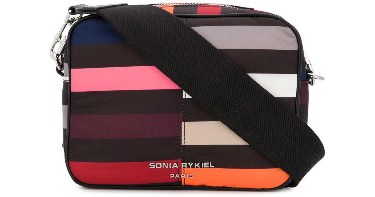 Sonia Rykiel Striped Satchel Bag in Black | Lyst
