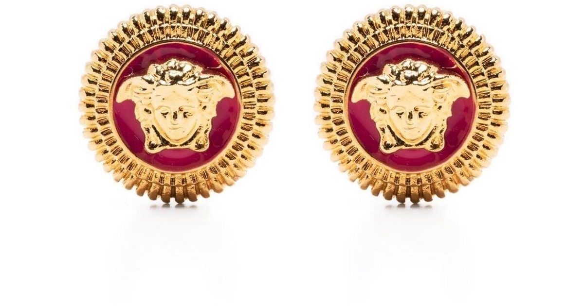 Versace Medusa Headdetail Stud Earrings in Gold (White) for Men Lyst