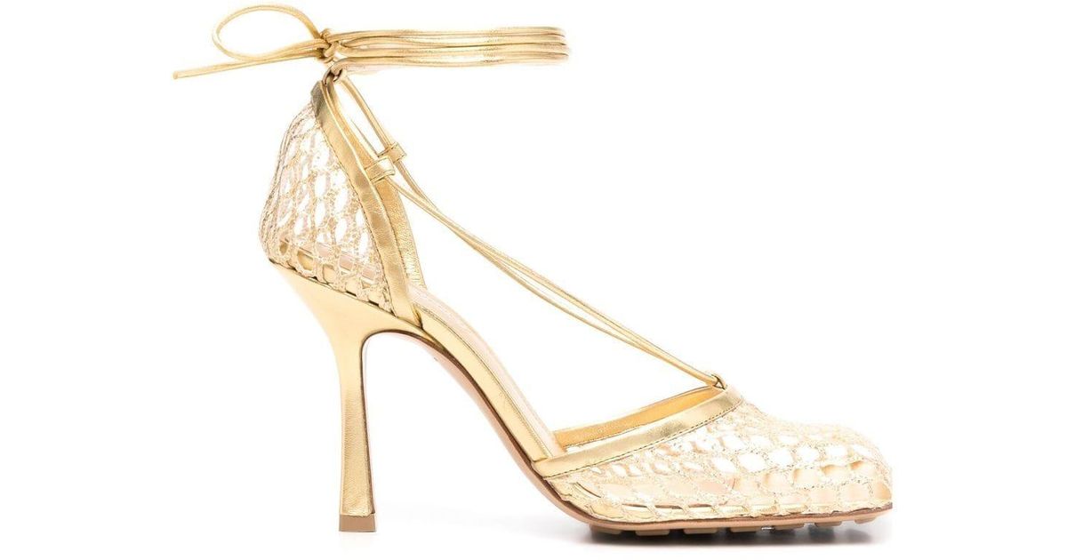 Bottega Leather Metalliceffect Laceup Pumps Lyst UK