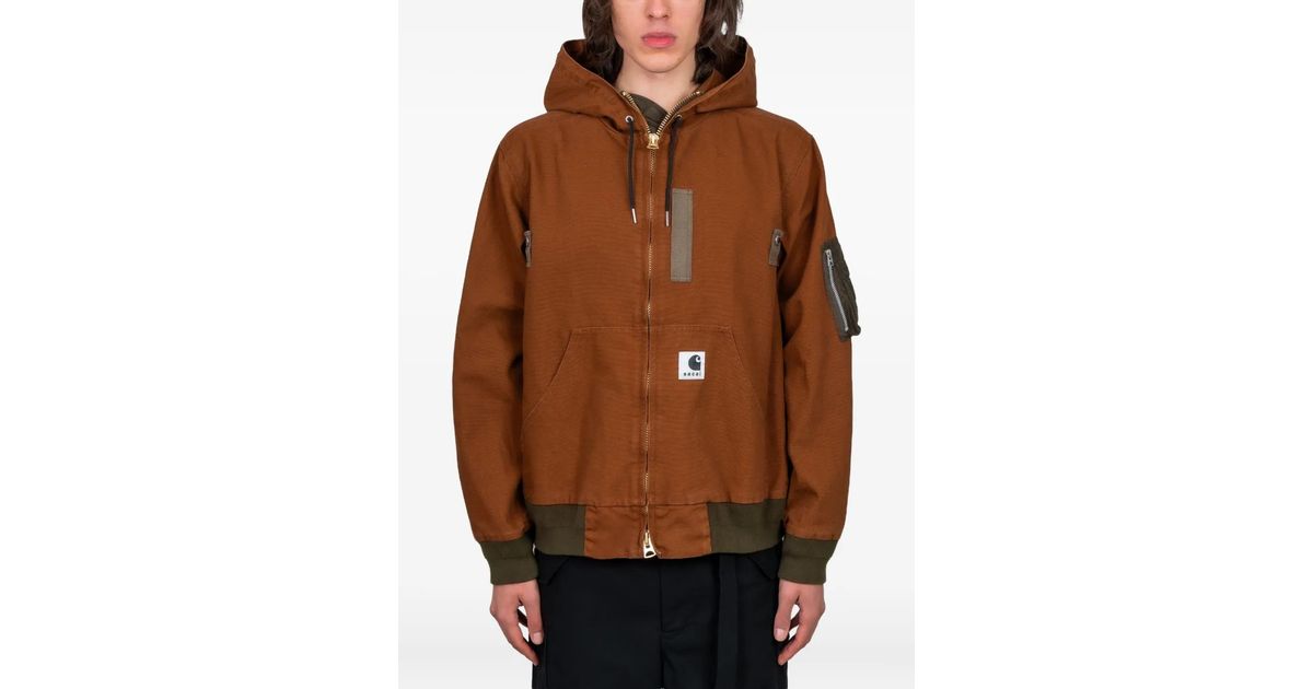 Sacai X Carhartt Wip Washed Duck Hooded Jacket in Brown for Men | Lyst