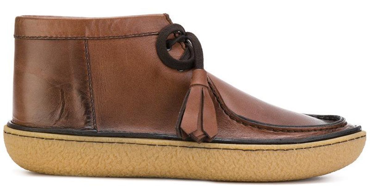 Prada Leather Desert Boots in Brown for 