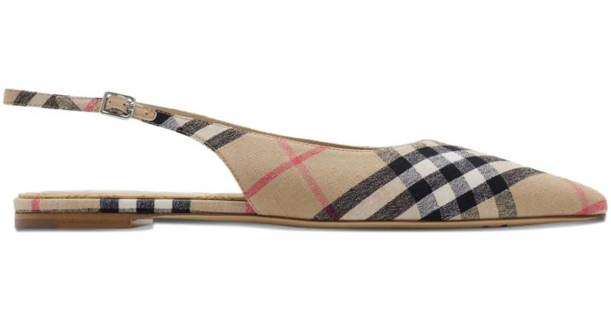 Burberry チェック フラットシューズ ホワイト | Lyst