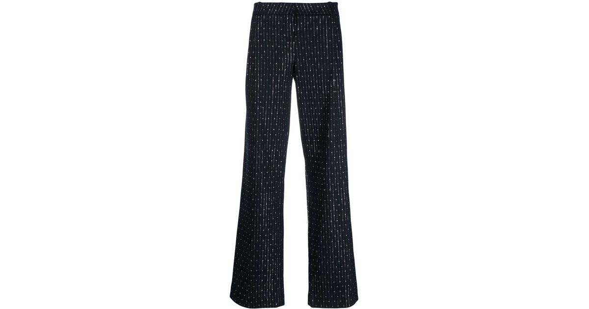 Coperni Crystal-embellished Pinstripe Trousers in Blue | Lyst