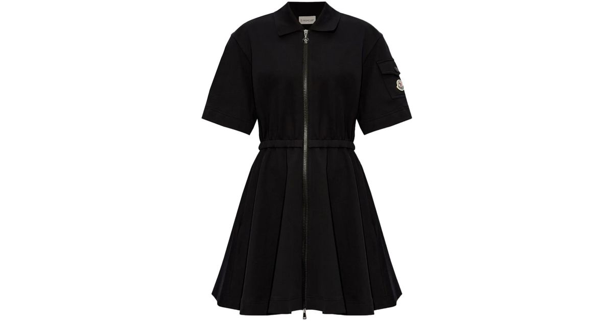 Moncler ジップアップ ポロワンピース ブラック | Lyst