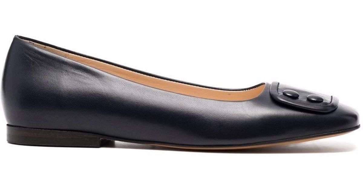 Tila March Leather Button-strap Ballerina Flats in Blue - Lyst