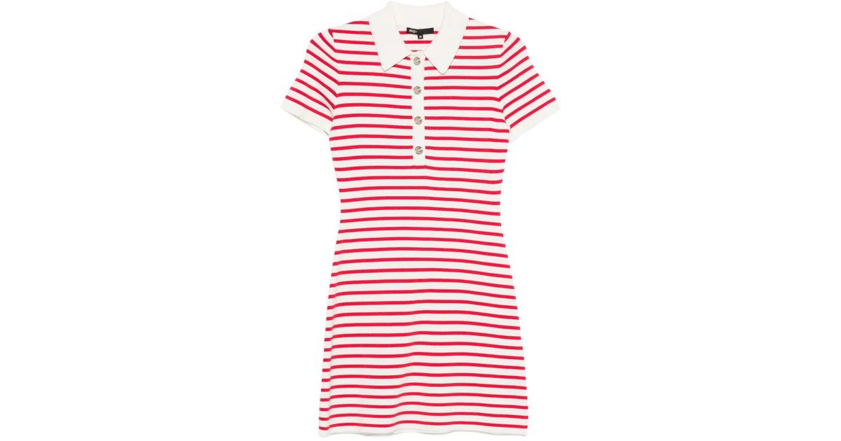maje striped knit polo dress in Red cozychristmas22