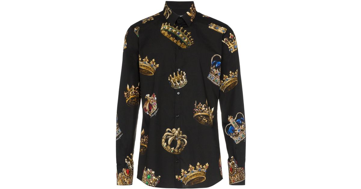 Dolce & Gabbana Gold Fit King Crown Shirt in Black for Men | Lyst