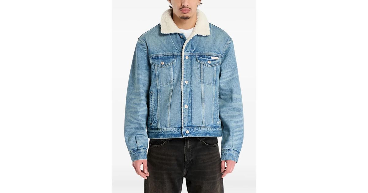 Calvin Klein 90S Sherpa Denim Jacket in Blue for Men | Lyst