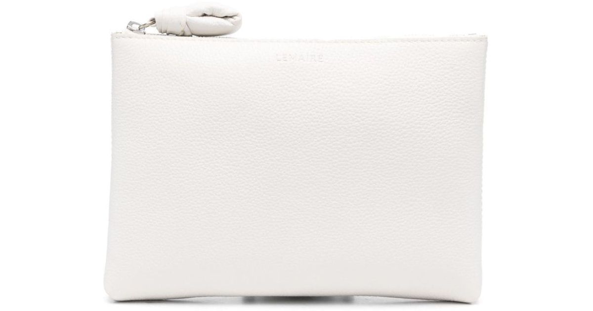 Lemaire Logo-debossed Leather Makeup Bag in White | Lyst Canada