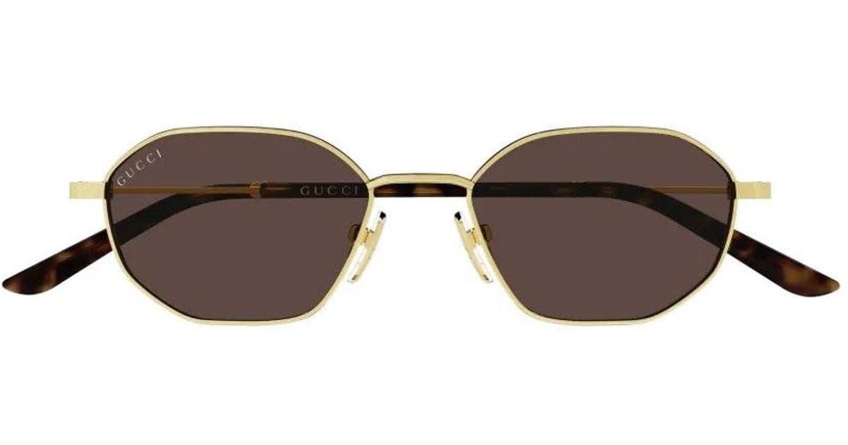 Gucci Geometric-Frame Sunglasses in Brown | Lyst UK