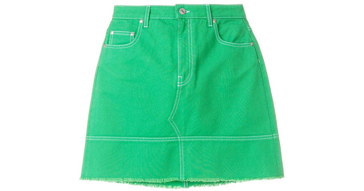 green denim skirt