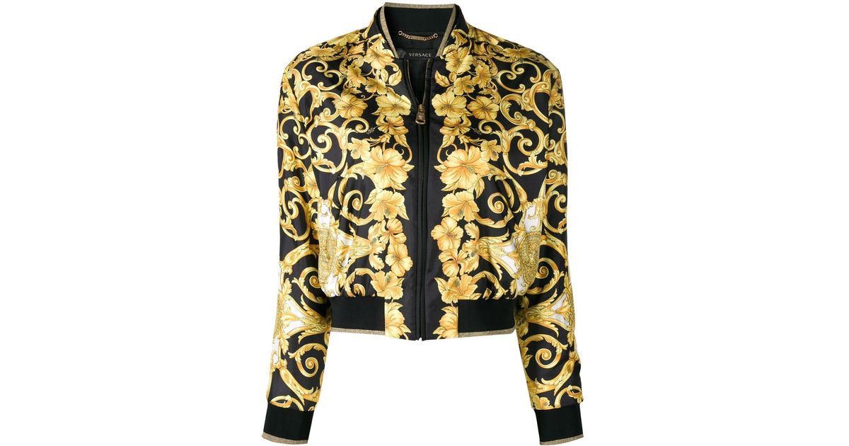 Versace Fitted Bomber Jacket in Black | Lyst