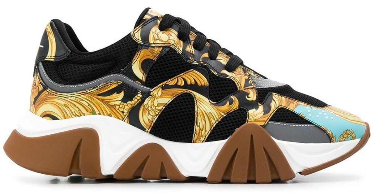 Versace Leather Baroque Squalo Sneakers in Black for Men | Lyst Australia