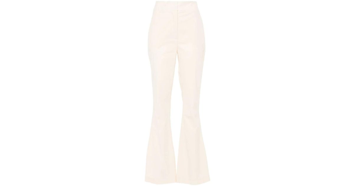Flared Opposite Genny Crinkled-Finish Flared Trousers in White | Lyst