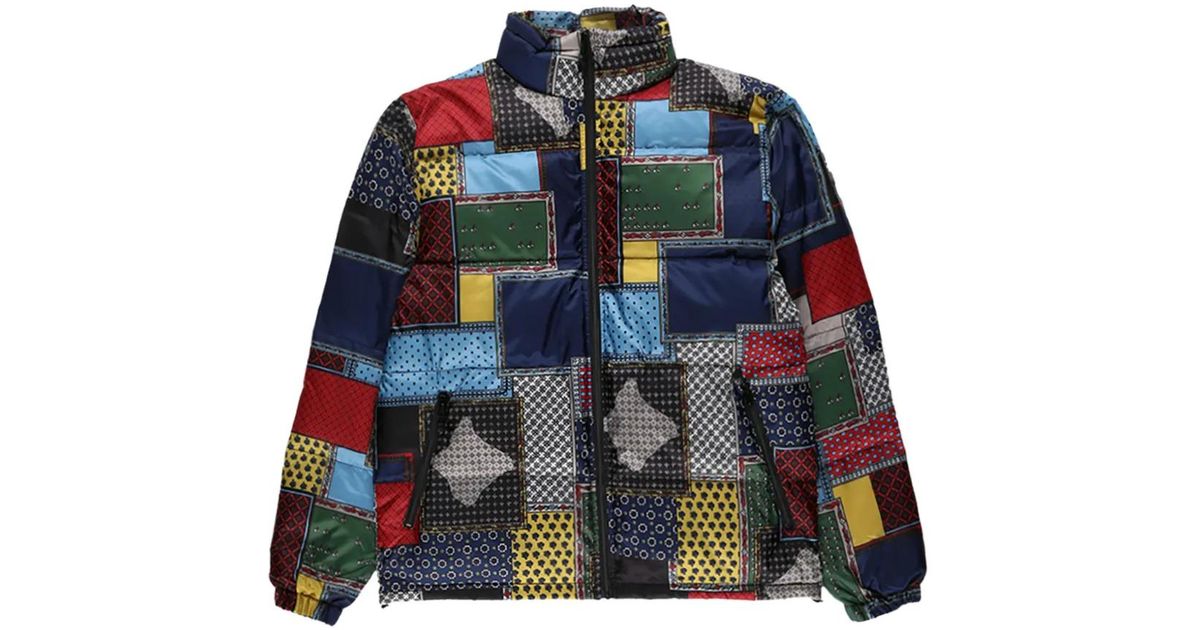 Stussy Patchwork Puffer Jacket in Blue for Men | Lyst UK