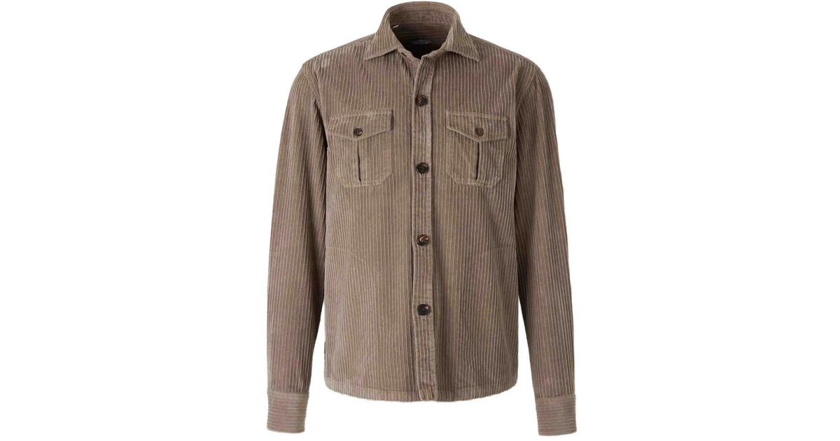 Vincenzo Di Ruggiero Button-Up Shirt Jacket in Brown for Men | Lyst UK
