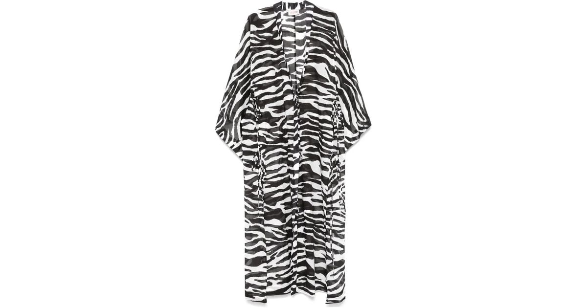 水着・ビーチグッズその他 The Attico Zebra beach cover-up in stretch fabric The Attico Zebra-Print Cotton Muslin Beach Cover-Up in White