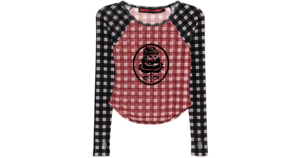 トップス Chopova Lowena Angeliaflocked longsleeve Chopova Lowena Angelia Flocked Long-Sleeved Top in Red | Lyst