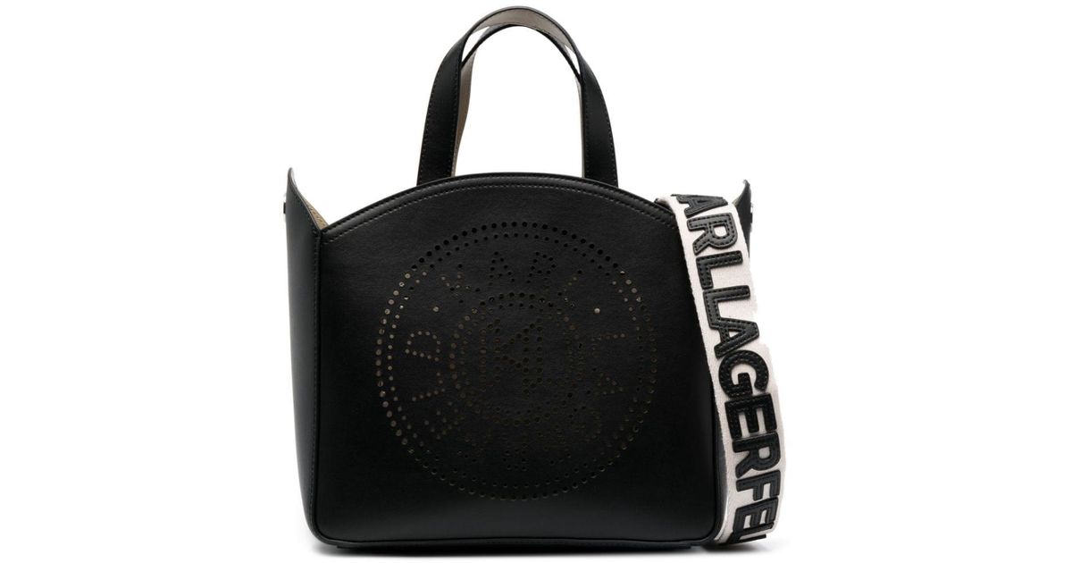 Karl Lagerfeld Perforated Logo Tote Bag in Black | Lyst