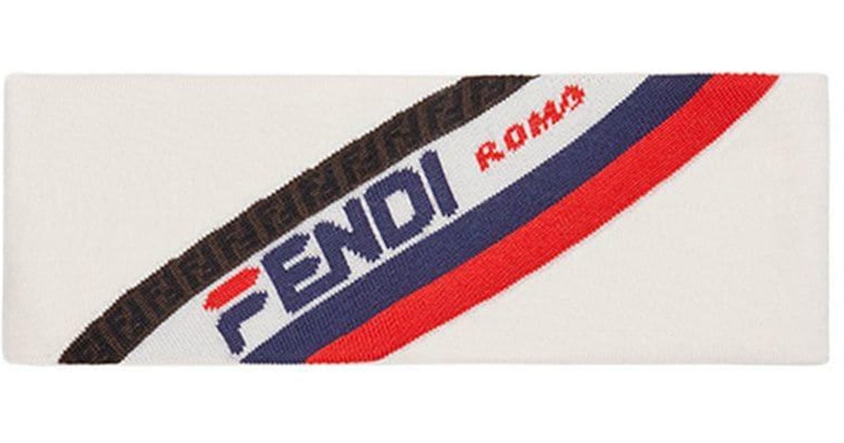 Fendi Wool Mania Logo Headband in White 
