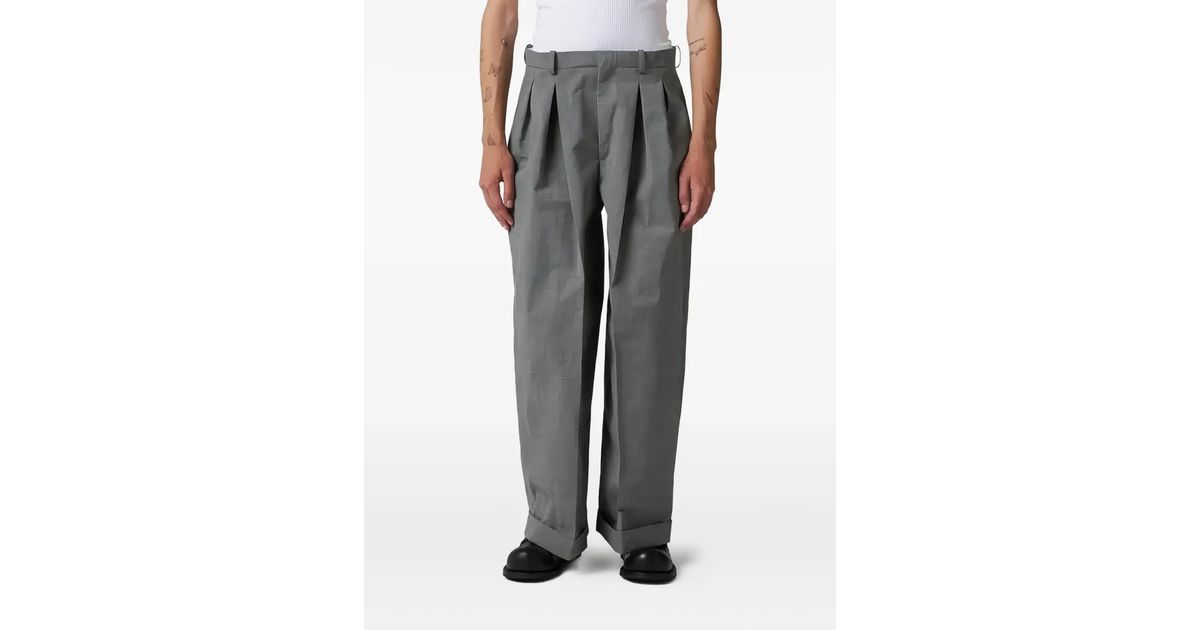 Hed Mayner Pleated Cuffed Trousers in Black for Men | Lyst UK