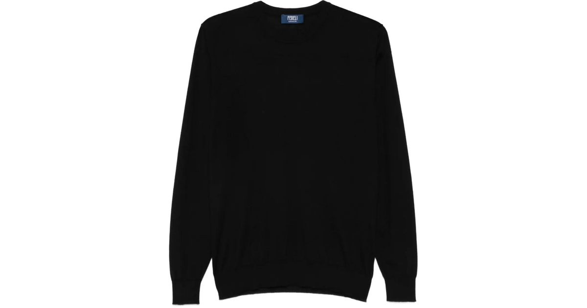 Fedeli Crew-Neck Long-Sleeve Top in Black for Men | Lyst