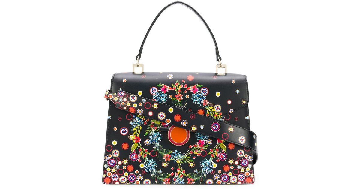 Bolso de hombro con flores y lunares Tosca Blu de Cuero de color Negro |  Lyst