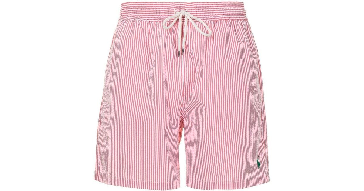 Polo Ralph Lauren Gestreepte Zwembroek in het Roze voor heren
