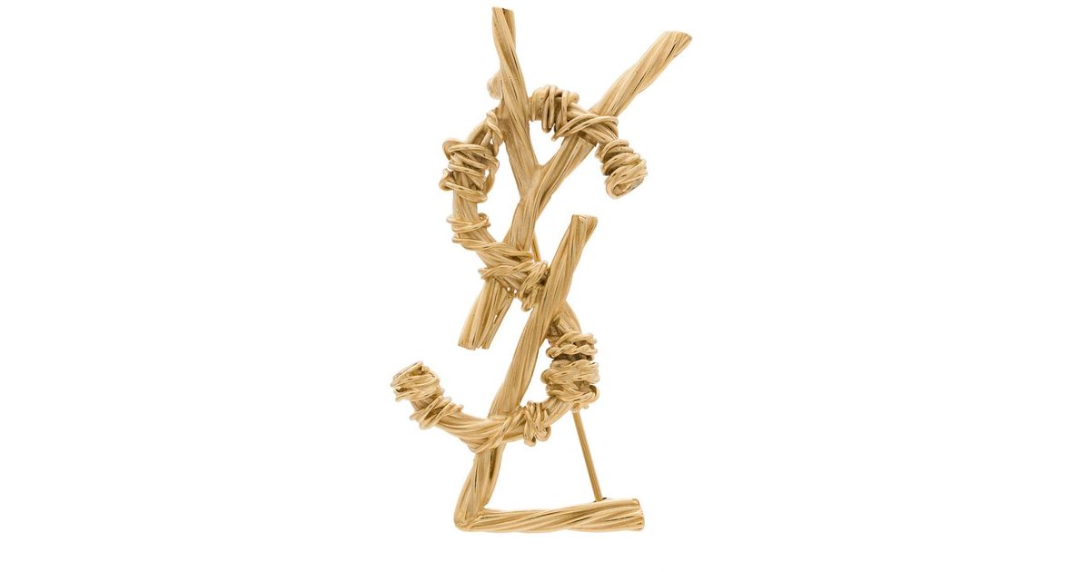 Saint Laurent 'YSL' Brosche in Mettallic | Lyst DE