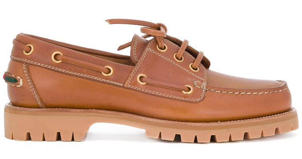 Gucci Leather Classic Boat Shoes in 