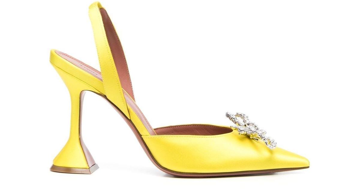 yellow amina muaddi shoes