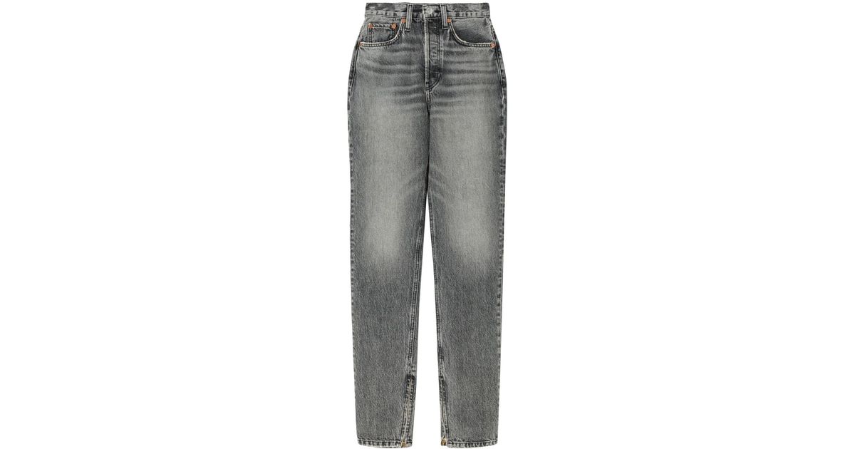RE/DONE Super High Drainpipe Jeans in Gray | Lyst