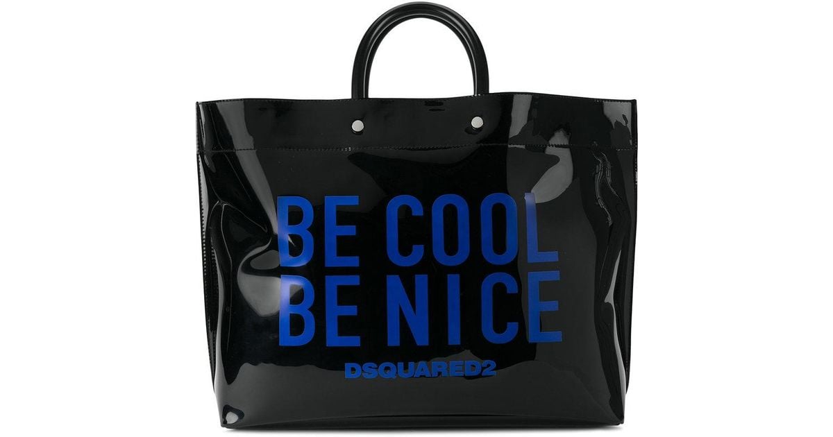 DSquared² Be Cool Be Nice Tote Bag in Black | Lyst