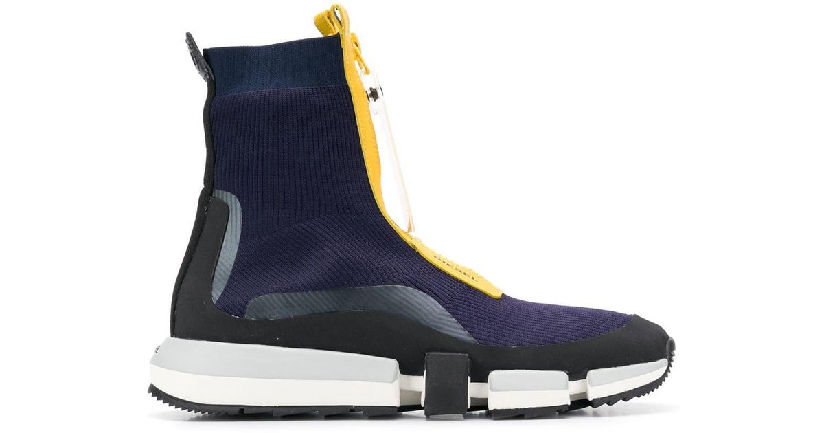 DIESEL High Top Sock Sneakers With Zip Closure in Navy (Blue) for Men