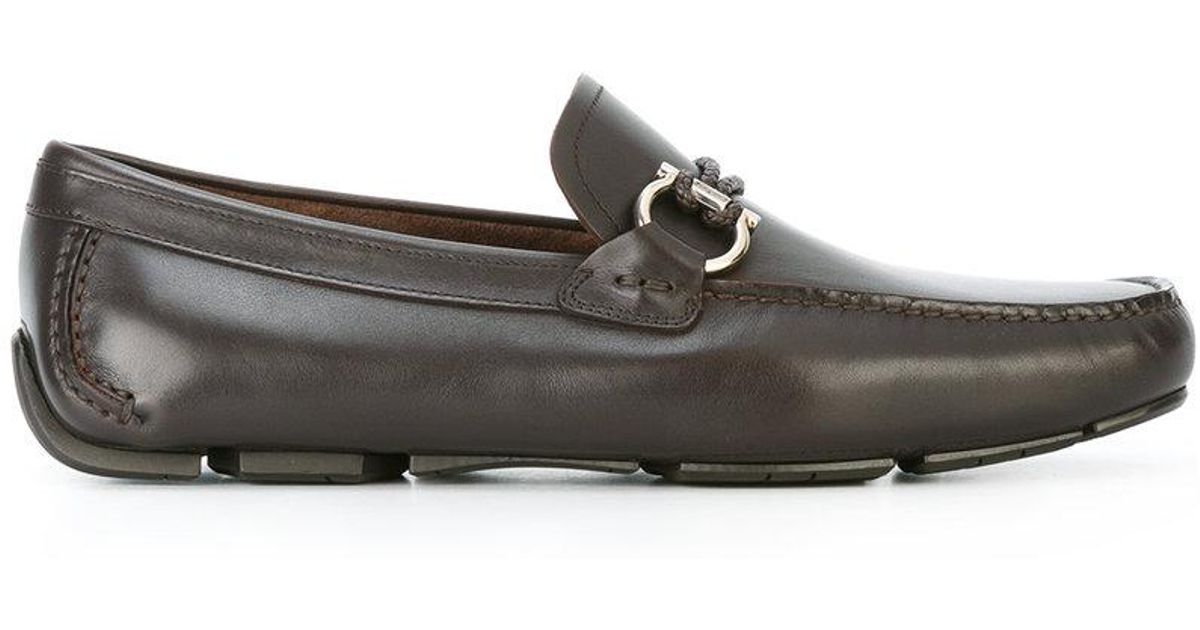 Ferragamo Rubber Sole Loafers in Brown for Men | Lyst