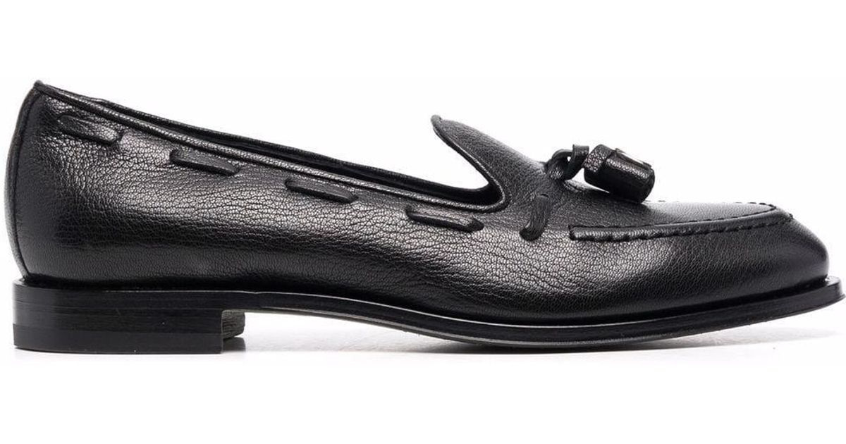 Furla Leather Heritage Tassel-embellished Loafers in Black - Lyst