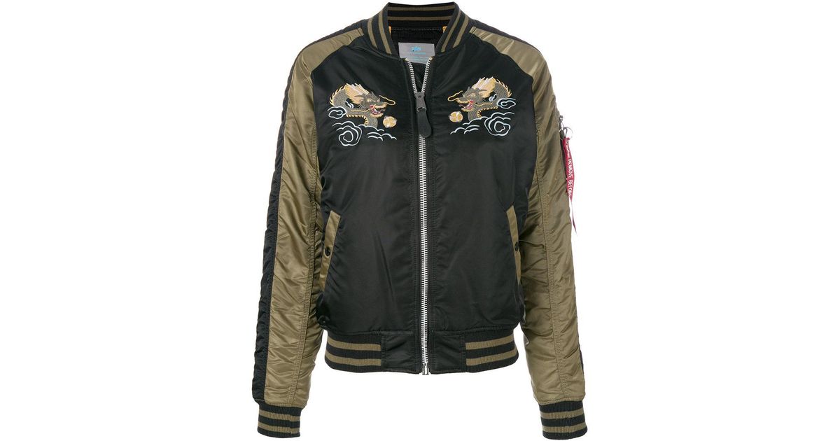 Alpha Industries Synthetic Dragon Embroidered Bomber Jacket for Men Lyst