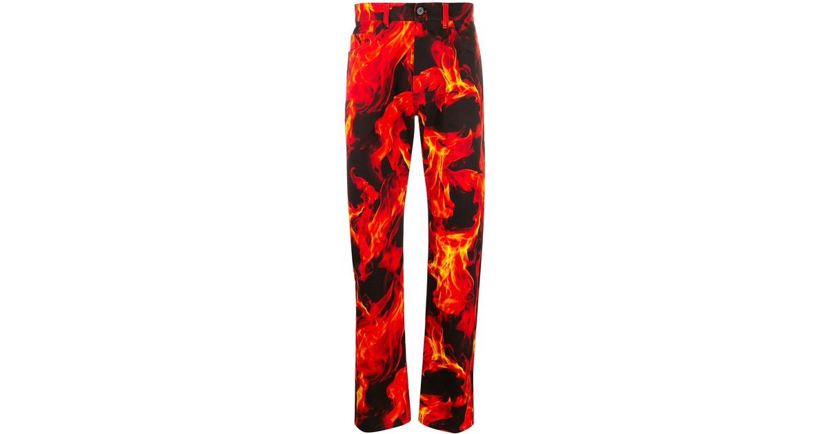 flame print jeans