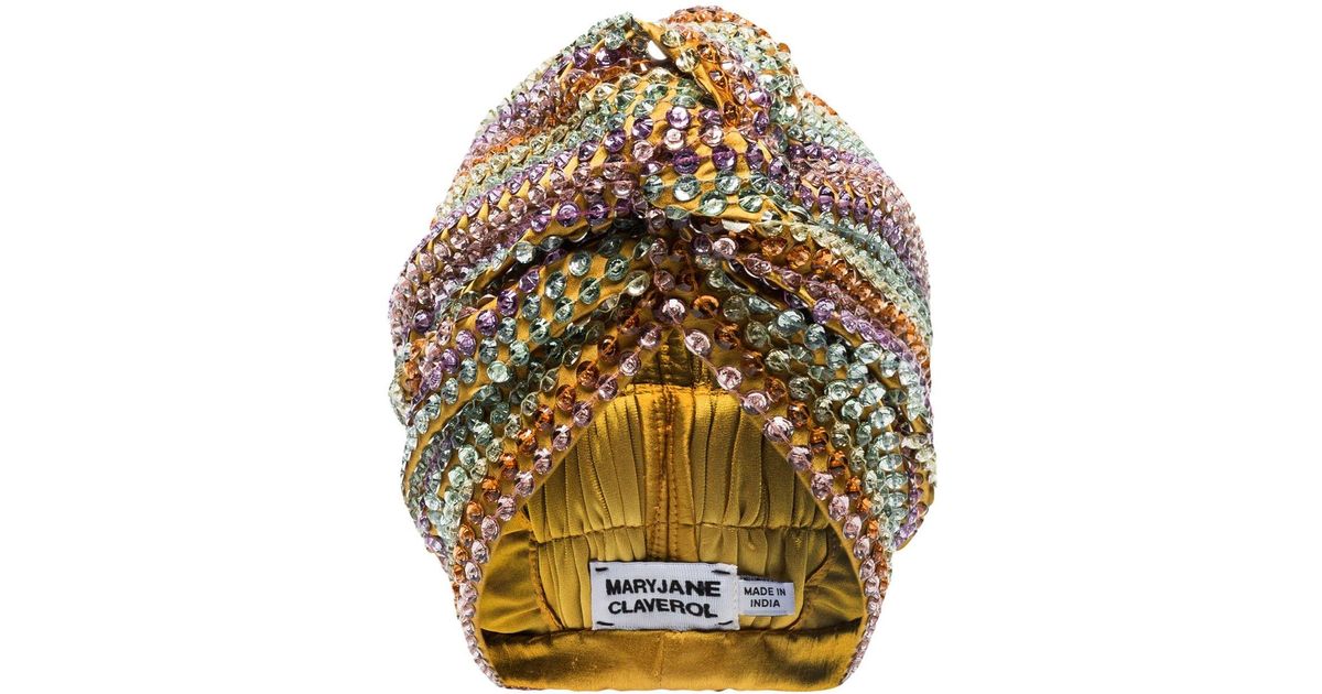 Maryjane Claverol Multicolor Sequin Knotted Turban Maryjane Claverol Olympia Embellished Turban - Blue Hats  main image 3