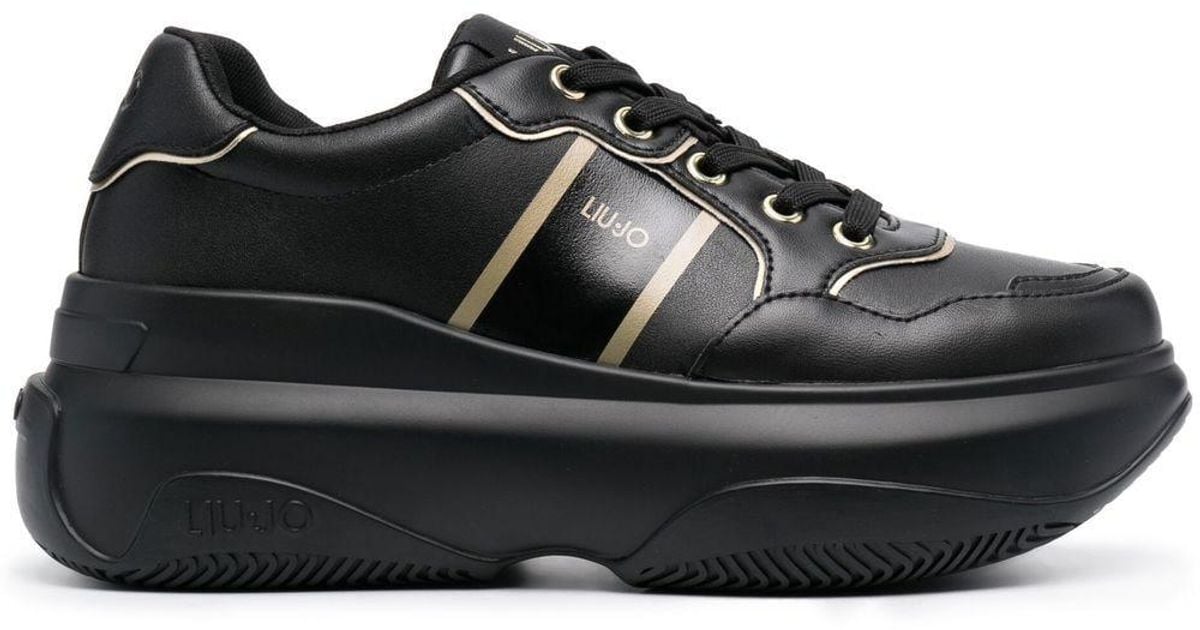 Liu Jo Leather June Platform Lace-up Sneakers in Black | Lyst