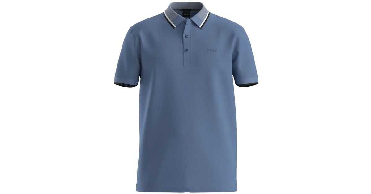 Boss Button BOSS Button Polo Shirt in Blue for Men | Lyst