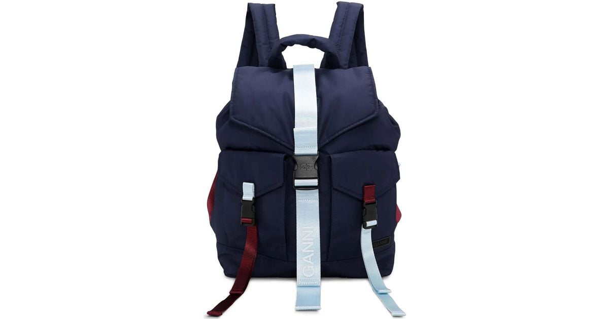 Ganni Backpack With Logo in Blue | Lyst display picture 3