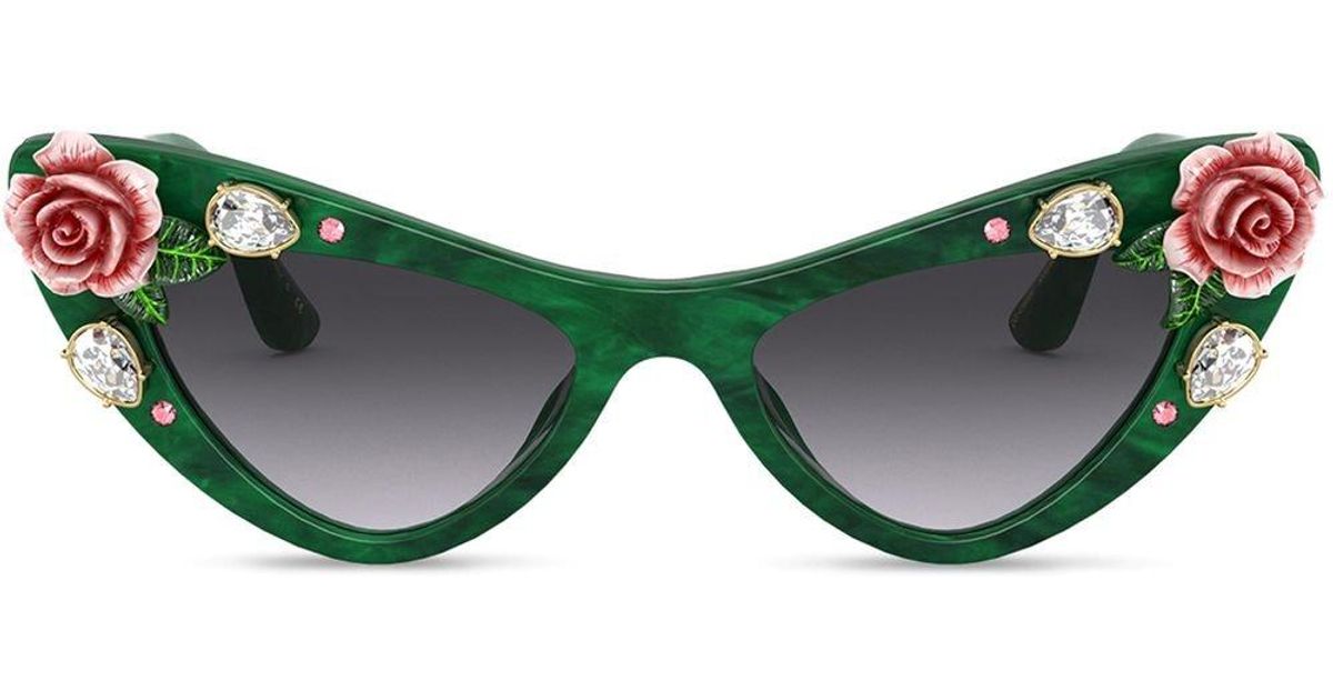 Dolce Gabbana Tropical Rose Zonnebril Met Kattenoog Montuur in