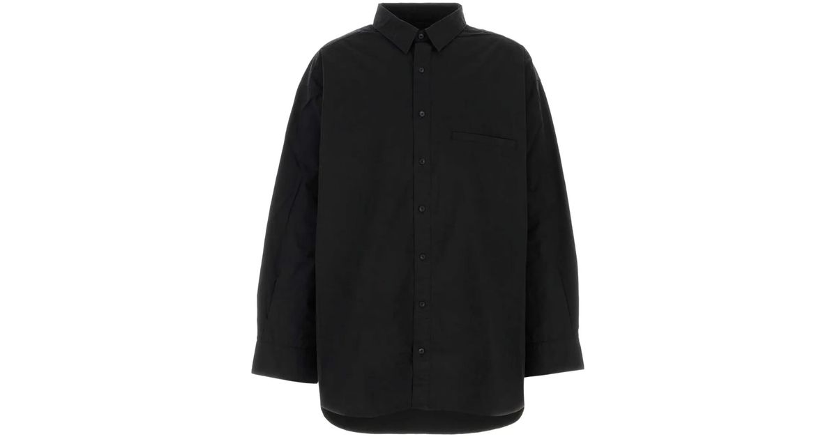 Tシャツ・カットソー ENTIRE STUDIOS Black Poplin Giant Oversize Shirt giant shirt black – entire studios